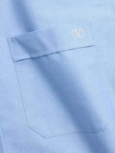 Valentino Garavani Vlogo Signature Cotton Shirt In Blue