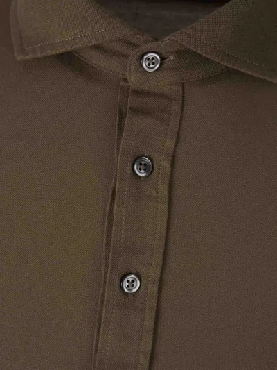 Gran Sasso Long-sleeve Cotton Polo Shirt In Brown