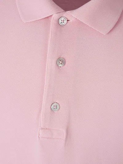 Tom Ford Classic Piquet Polo With Three-button Placket In Pink