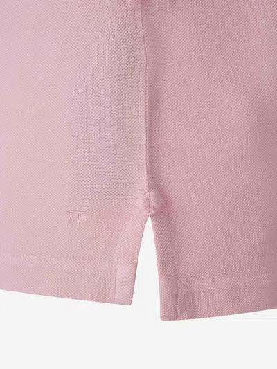 Tom Ford Classic Piquet Polo With Three-button Placket In Pink