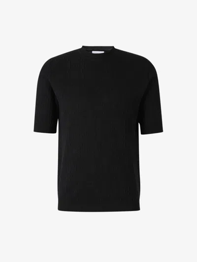 Lardini Ribbed Linen T-shirt In Black