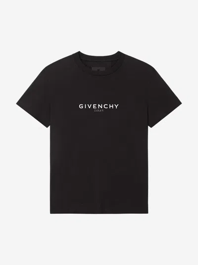 Givenchy Cotton Reverse Slim Fit T-shirt With Signature Print In Black