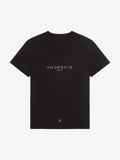 Givenchy Cotton Reverse Slim Fit T-shirt With Signature Print In Black