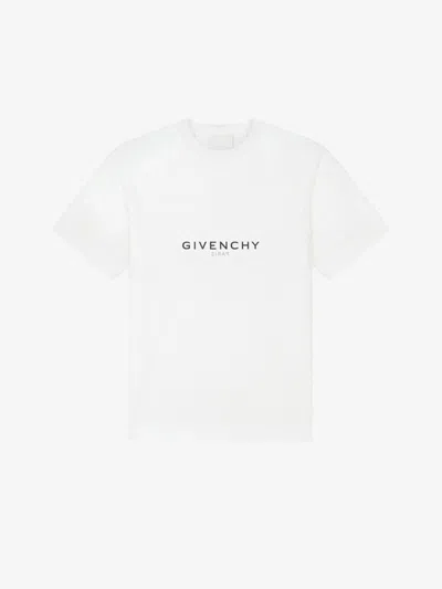 Givenchy White Crewneck T-shirt With Logo Print In Cotton Man In White