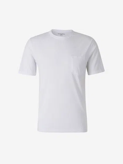Officine Generale Short-sleeve Crewneck T-shirt With Chest Pocket In White