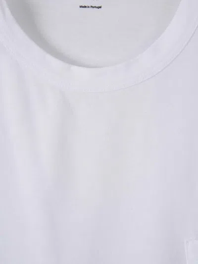 Officine Generale Short-sleeve Crewneck T-shirt With Chest Pocket In White