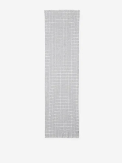 Fedeli Checkered Pattern Scarf In Gray