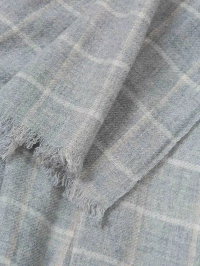 Fedeli Checkered Pattern Scarf In Gray