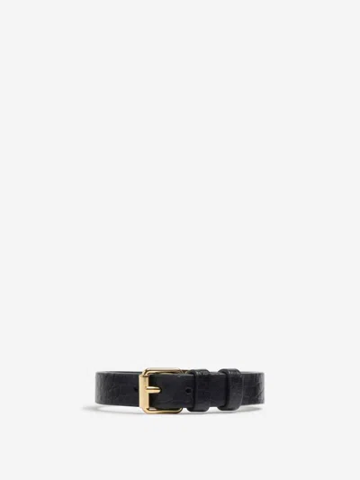 Valentino Garavani Vlogo Signature Grainy Calfskin Bracelet In Black