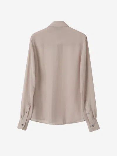 Ami Alexandre Mattiussi Ami Paris Classic Crepe Blouse In Neutral