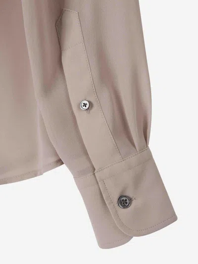 Ami Alexandre Mattiussi Ami Paris Classic Crepe Blouse In Neutral