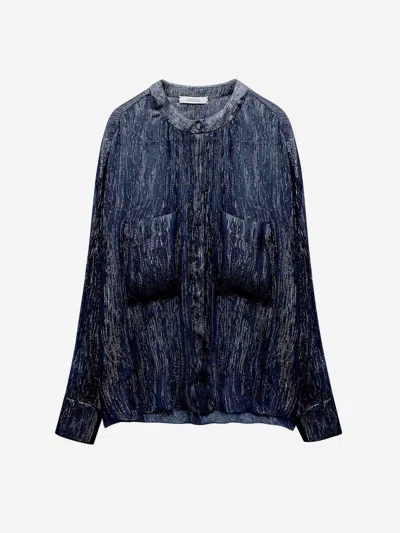 Dorothee Schumacher Shimmering Shine Blouse In Blue