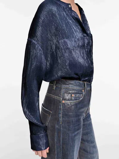 Dorothee Schumacher Shimmering Shine Blouse In Blue