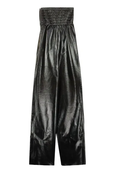 Bottega Veneta Leather Jumpsuit In Black