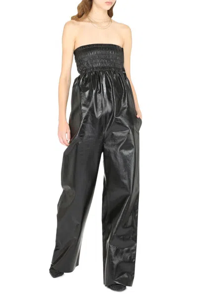 Bottega Veneta Leather Jumpsuit In Black
