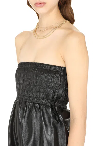 Bottega Veneta Leather Jumpsuit In Black