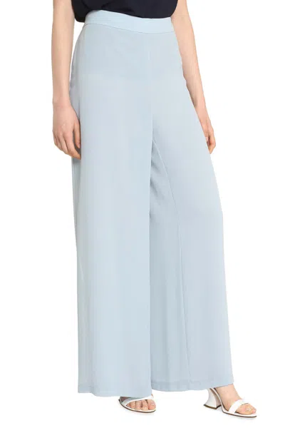 Clips Elastic-waist Wide-leg Trousers In Blue