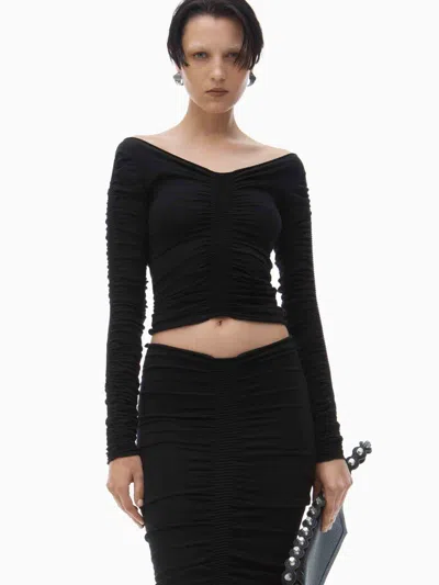 Alexander Wang Ruched Long Skirt In Black