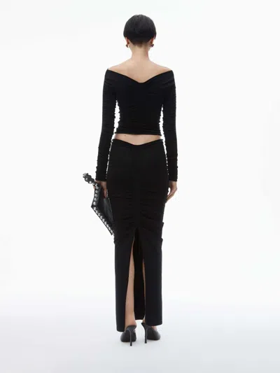 Alexander Wang Ruched Long Skirt In Black