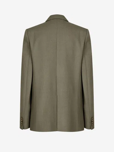 Stella Mccartney Double Breasted Wool Blazer In Green