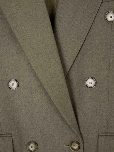 Stella Mccartney Double Breasted Wool Blazer In Green