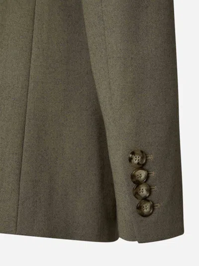 Stella Mccartney Double Breasted Wool Blazer In Green