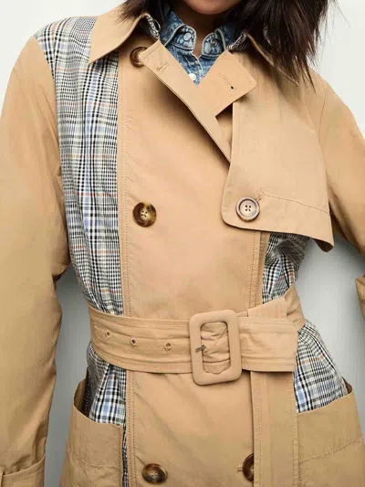 Veronica Beard Liam Patchwork Trench Coat In Neutral