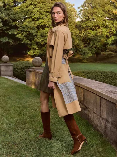 Veronica Beard Liam Patchwork Trench Coat In Neutral