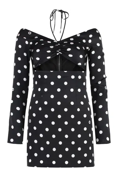 Dolce & Gabbana Polka-dot Print Silk Mini Dress In Black