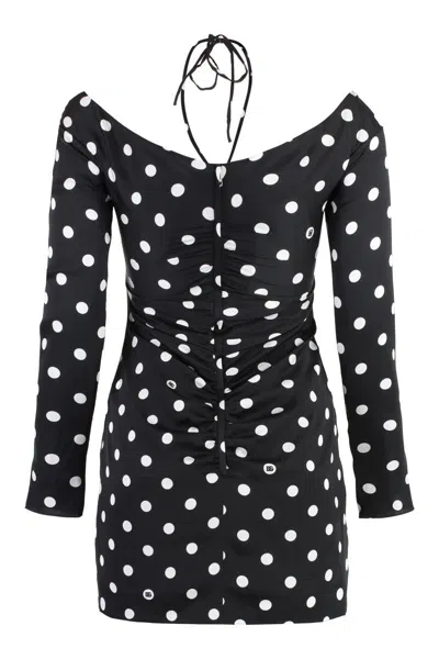 Dolce & Gabbana Polka-dot Print Silk Mini Dress In Black