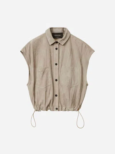 Fabiana Filippi Pleated Suede Bomber Jacket In Neutral