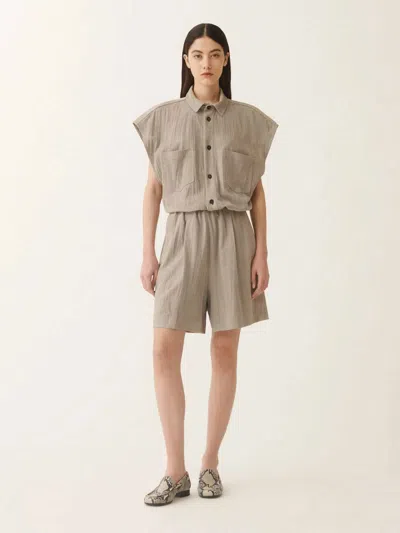 Fabiana Filippi Pleated Suede Bomber Jacket In Neutral