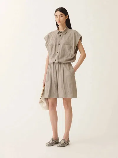 Fabiana Filippi Pleated Suede Bomber Jacket In Neutral