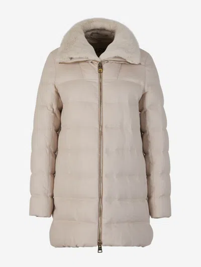 Herno Faux Fur Padded Jacket In Neutral