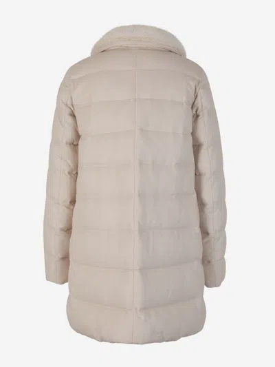 Herno Faux Fur Padded Jacket In Neutral
