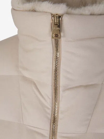 Herno Faux Fur Padded Jacket In Neutral