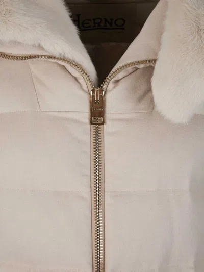 Herno Faux Fur Padded Jacket In Neutral