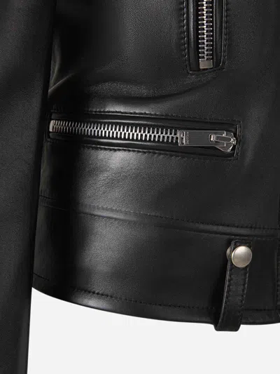 Saint Laurent Leather Jacket In Black