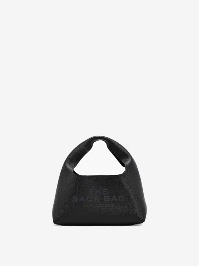 Marc Jacobs Grained Black Leather Handbag With Embossed Logo