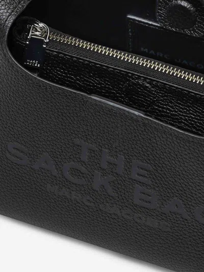 Marc Jacobs Grained Black Leather Handbag With Embossed Logo