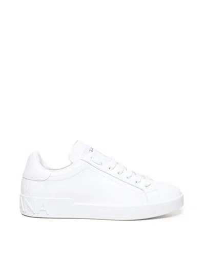 Dolce & Gabbana Portofino Calfskin White Sneakers