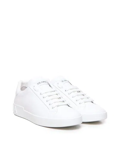 Dolce & Gabbana Portofino Calfskin White Sneakers