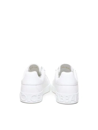Dolce & Gabbana Portofino Calfskin White Sneakers
