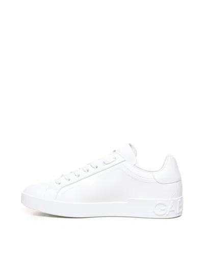 Dolce & Gabbana Portofino Calfskin White Sneakers