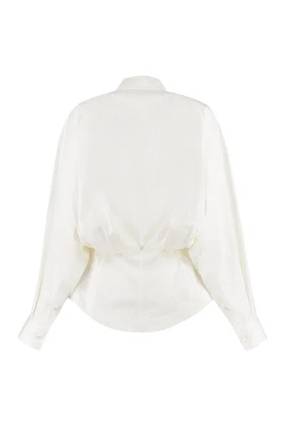 Bottega Veneta Women Compact Cotton Shirt In White