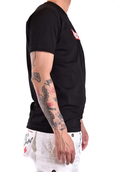 Dsquared2 D2 Logo Patch Crewneck T-shirt In Black