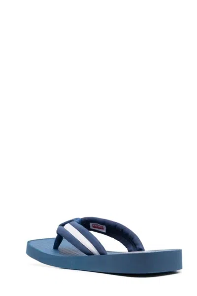 Kenzo Logo Patch Striped Flip-flops - Men's - Rubber/fabric In Blue