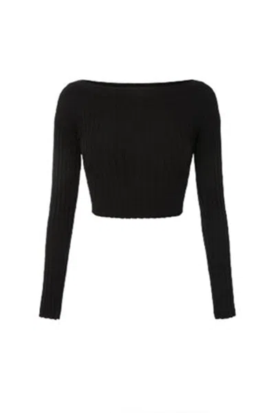 Elisabetta Franchi Fitted Multicolor V-neck Sweater With Contrasting Waist Band In Black
