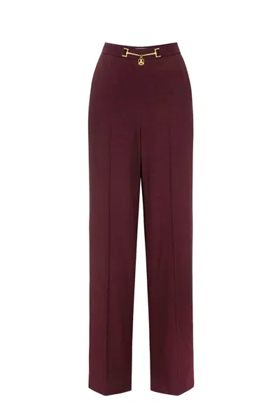 Elisabetta Franchi Red Wide-leg Trousers With High Waist In Purple