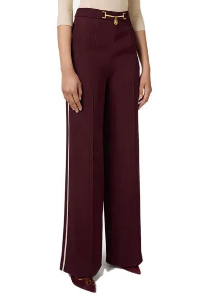 Elisabetta Franchi Red Wide-leg Trousers With High Waist In Purple
